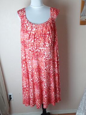 dressbarn Coral and White Sleeveless Midi Dress